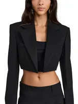 Alexander Wang Cropped Tuxedo Blazer In Black