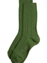 Stems Luxe Merino Wool & Cashmere Blend Crew Socks In Green