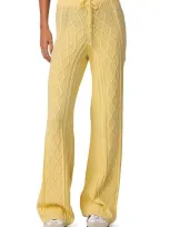 Edikted Kasey Cable Knit Drawstring Pants In Yellow