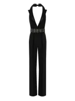 Elisabetta Franchi Black Jumpsuit With Pearls