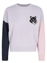 Maison Kitsuné Fox Head Jumper In Lilac,multicolor