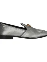 Versace Fur Moccasins In Silver