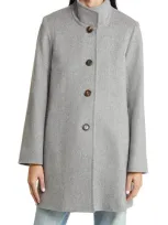 Fleurette Dawn Stand Collar Wool Car Coat In Grey Heather