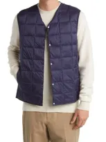 Taion V Neck Down Vest Navy In Blue