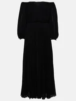 Chloé Off-shoulder Virgin Wool Midi Dress In Black