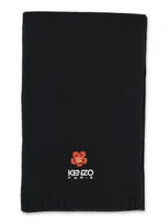 Kenzo Boke Flower Wool Scarf In Black