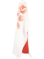 Saiid Kobeisy Asymmetric Floral-print Maxi Dress In White