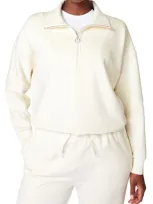 Sweaty Betty Sand Wash Funnel Neck Half Zip Sweatshirt In Studio White