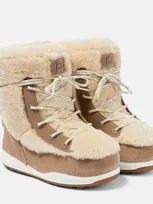 Bogner La Plagne Shearling And Suede Ankle Boots In Beige