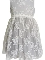 Popatu Kids' Floral Embellished Overlay Party Dress In Grey