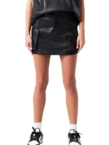 Grey Lab Women's Pu Leather Cargo Skirt In Black