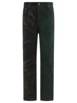 Serapis Green & Black Paneled Jeans