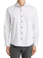 Stone Rose Drytouch® Performance Sateen Button-up Shirt In White