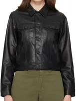 Rag & Bone Debbie Leather Trucker Jacket In Black