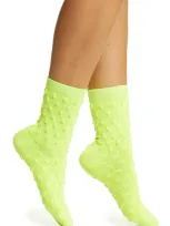 High Heel Jungle Dot Texture Crew Socks In Lime