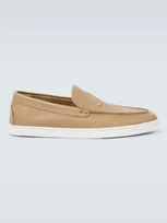 Christian Louboutin Men's Varsiboat Leather Boat Shoes In Beige