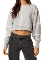 Edikted Inside Out Crop Sweatshirt In Gray-melange