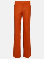 Chloé Felted Wool And Cashmere Jersey Flared Pants In Orange