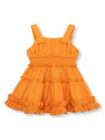 Habitual Babies'  Kids Ruched Fit & Flare Dress In Orange