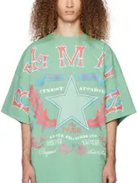 Balmain Green Western T-shirt In Ugq Vert D'eau