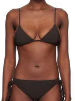 Jil Sander Brown Tangle Bikini Top In 204 Earth