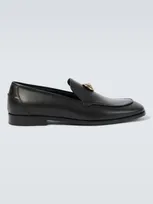 Versace Medusa Leather Loafers In Black