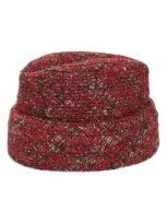 Esenshel The Cuff Woven Cloche In Red Plaid Boucle