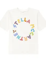 Stella Mccartney Kids' Logo Cotton Jersey T-shirt In White