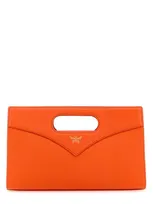 Mcm Small Diamond Logo Printed Tote Bag In Orange