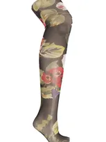 Dolce & Gabbana Floral Printed Tulle Tights In Multi