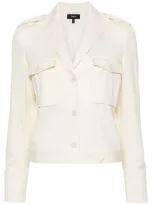 Theory Cashmere Gabardine Boxy Military Jacket In White