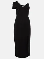 Safiyaa Asymmetric Crêpe Midi Dress In Black