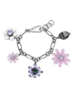 Kurt Geiger Eagle And Daisy Charm Bracelet In Lilac Pink