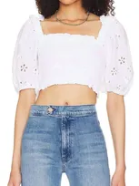 For Love & Lemons Addison Blouse In White