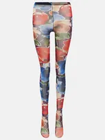 Dolce & Gabbana Printed Tulle Tights In Multicoloured