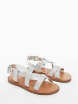 Mango Kids' Sequin Sandals Silver In Argent