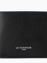 Le Tanneur Horizontal Flap Pocket Augustin Pebbled Leather Wallet In Black