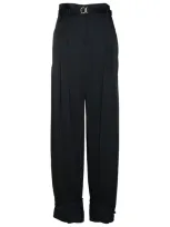 Jil Sander Belted Ankle-tie Tailored Trousers In Black