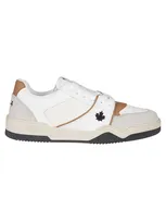 Dsquared2 Spiker Leaf-embroidered Leather Sneakers In Bianco