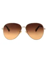 Chloé Ch0177s Sunglasses In 003 Gold Gold Orange