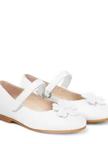 Il Gufo Kids' Leather Ballet Flats In White