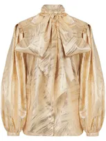 Nina Ricci Pussy-bow Shirt In Gold