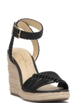 Jessica Simpson Talise Ankle Strap Espadrille Platform Wedge Sandal In Black