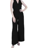 Julia Jordan Lapel Sleeveless Wide Leg Jumpsuit In Black