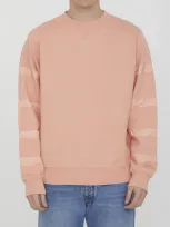 Dior Homme Oblique Striped Crewneck Sweatshirt In Orange