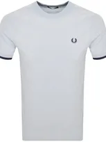 Fred Perry Tipped Cuff Pique T Shirt Blue