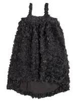 Caroline Bosmans Kids' Floral-appliqué Tulle Dress In Black