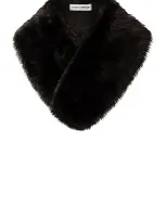 Nour Hammour Meribel Shearling Collar Scarf In Espresso