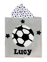 Boogie Baby Kid's Soccer Star-print Hooded Towel, Personalized In Grey