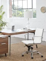 Euro Style Dirk Low Back Office Chair In White